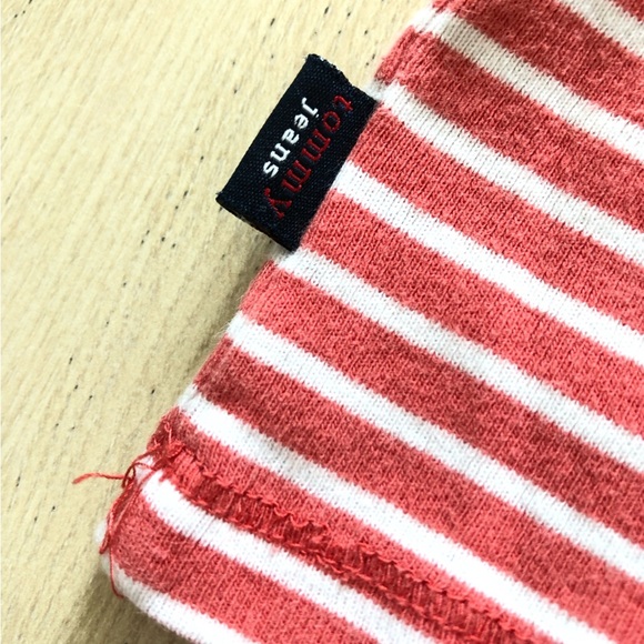 Tommy Jeans Y2K Square Neck Striped Cropped T Shirt in Orange & White Size S - Picture 5 of 9